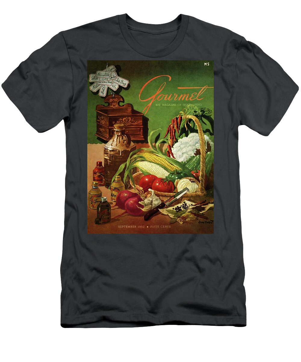 Food T-Shirt featuring the photograph Gourmet Cover Featuring A Variety Of Vegetables by Henry Stahlhut