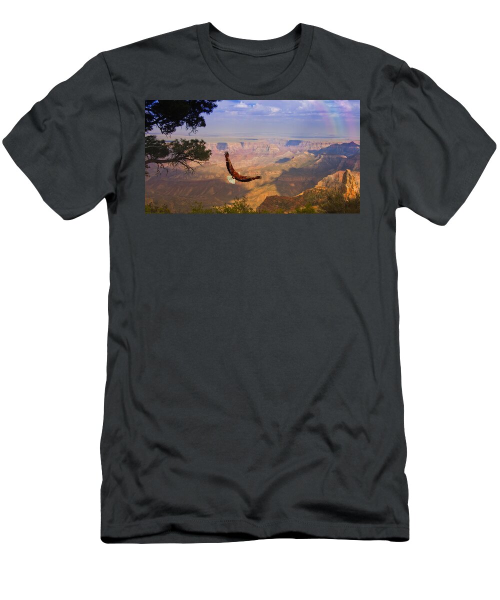 Fly T-Shirt featuring the digital art Grand Canyon Eagle by Bruce Rolff