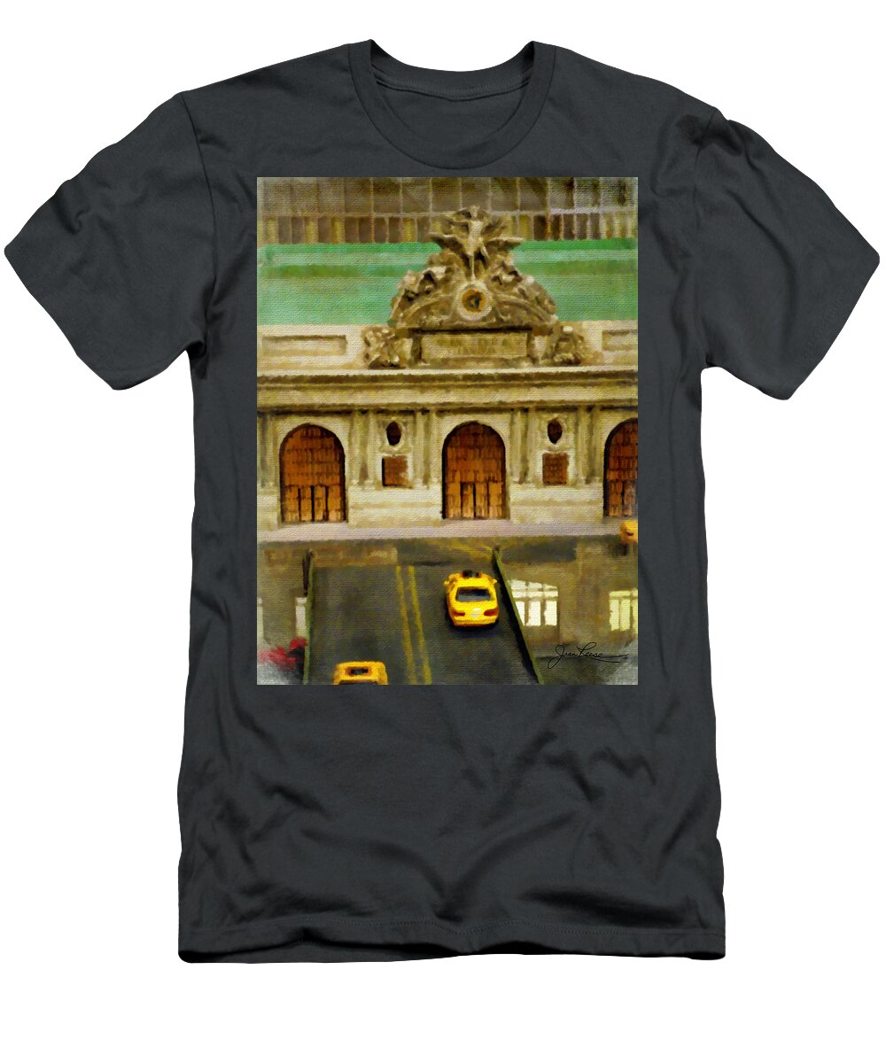 New York City Landmark T-Shirt featuring the painting Grand Central Terminal NYC by Joan Reese