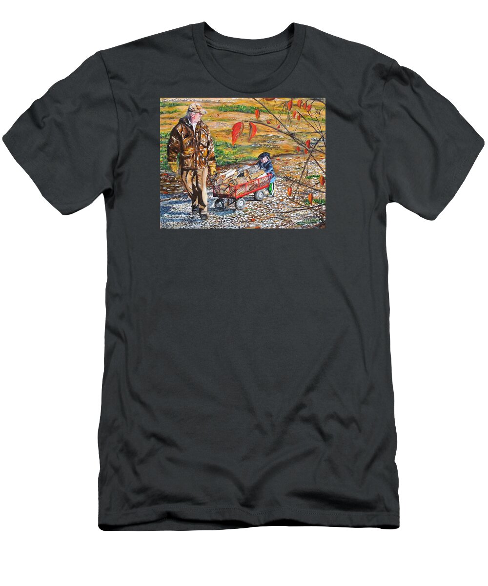 Grandpa T-Shirt featuring the painting Grandpa's helper by Marilyn McNish