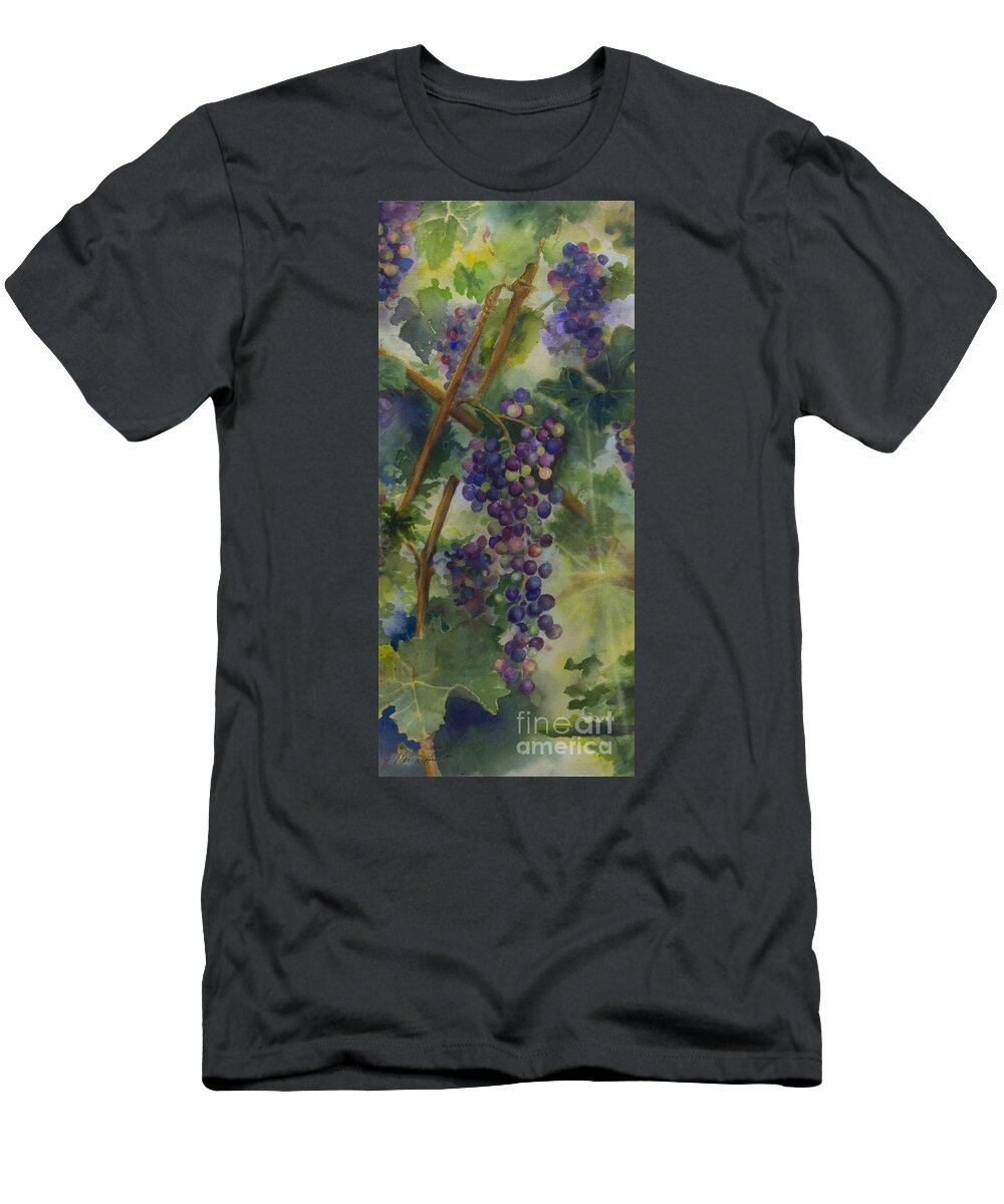 Vineyard T-Shirt featuring the painting Baby Cabernets II  triptych by Maria Hunt