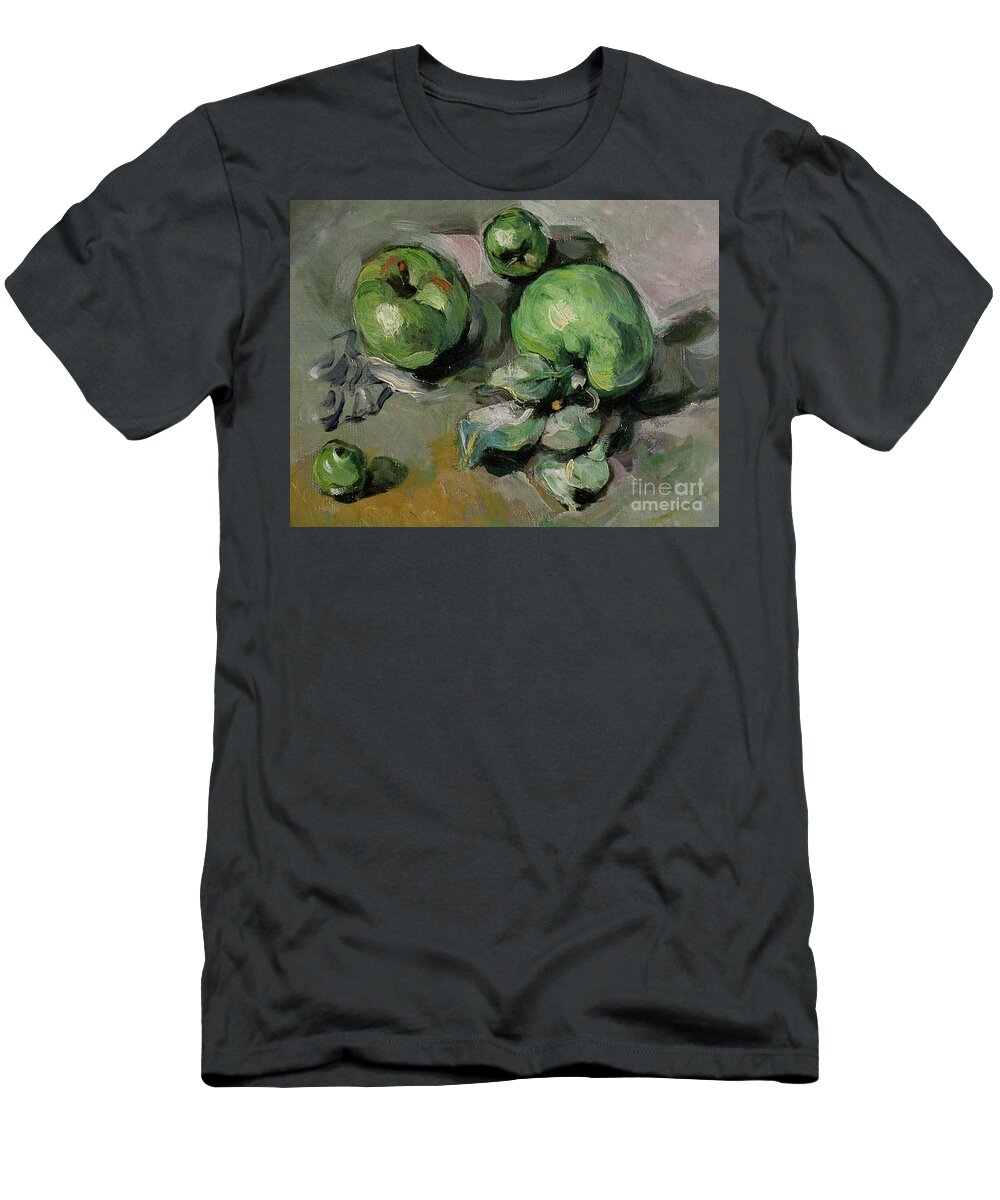 Pommes Vertes T-Shirt featuring the painting Green Apples by Paul Cezanne