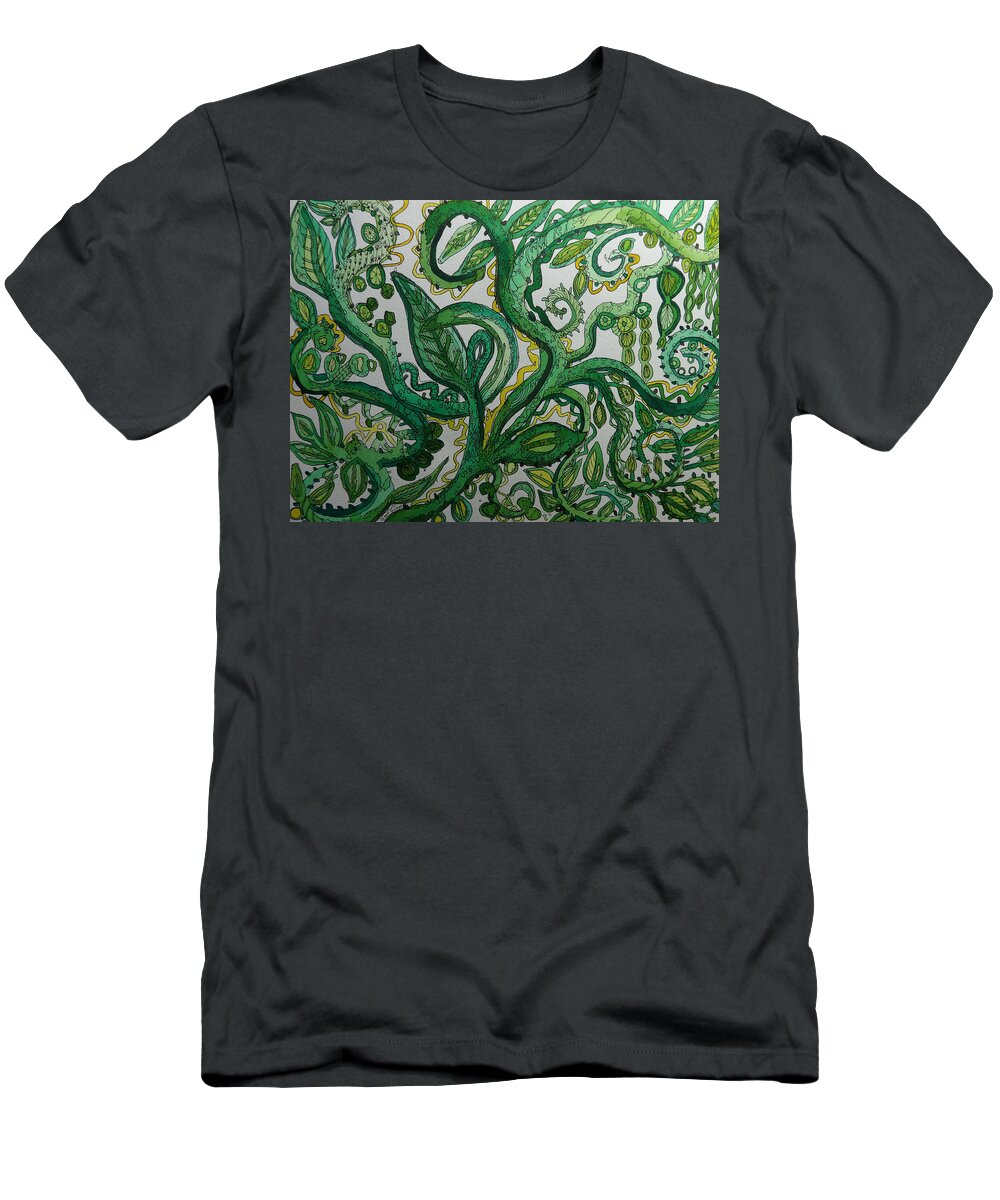 Chakra T-Shirt featuring the painting Green Meditation by Terry Holliday
