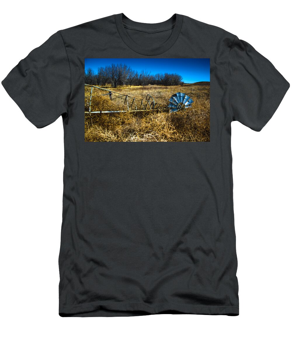 Windmill T-Shirt featuring the photograph Grounded-HDR by Shane Bechler