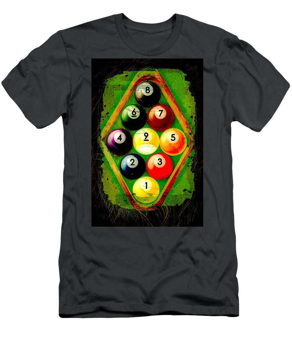Nine T-Shirt featuring the photograph Grunge Style 9 Ball Rack by David G Paul