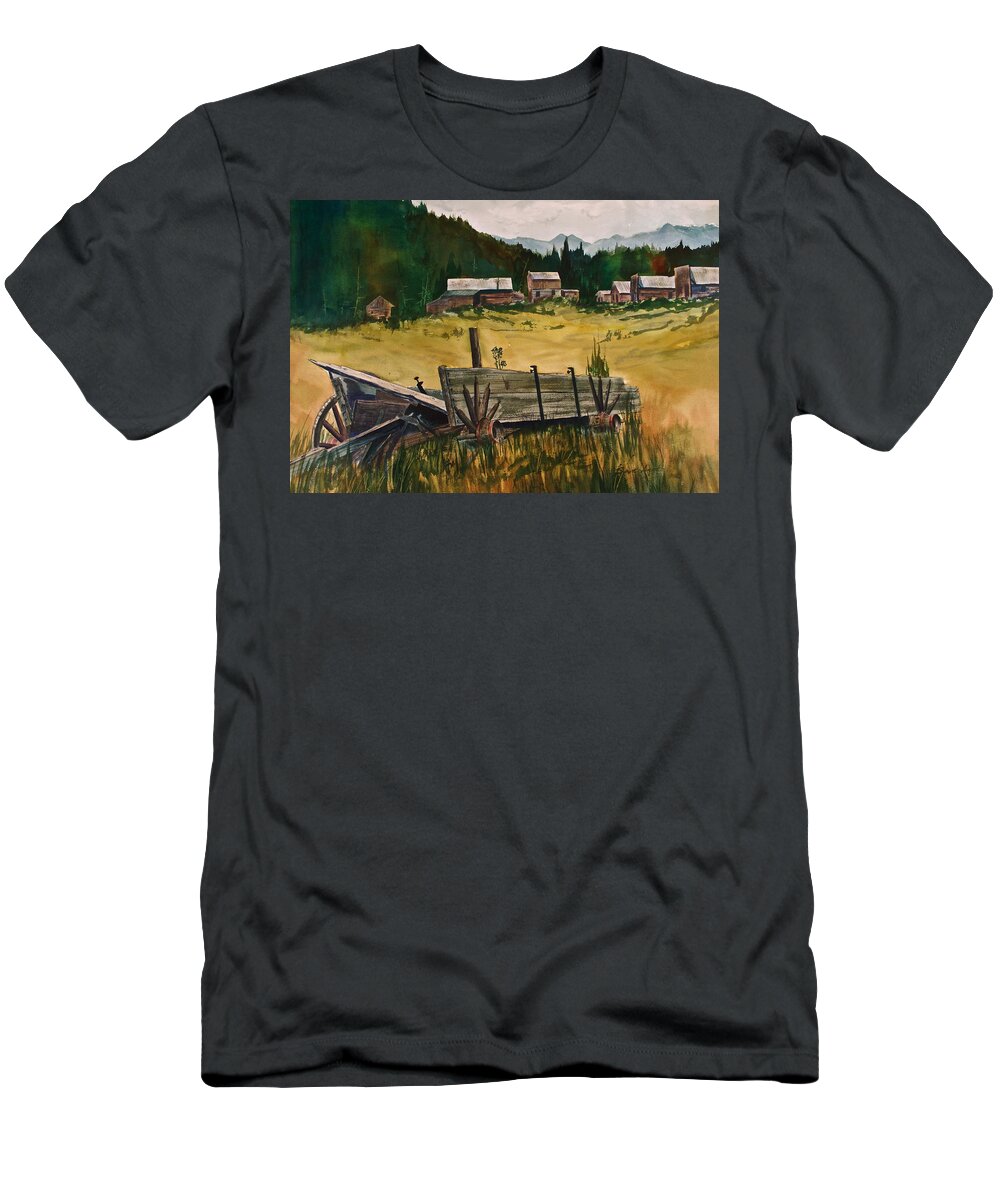 Ashcroft T-Shirt featuring the painting Guess We'll Settle Here I by Frank SantAgata