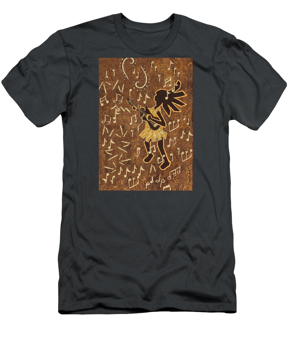 Kokopelli T-Shirt featuring the painting Guitar Player by Katherine Young-Beck