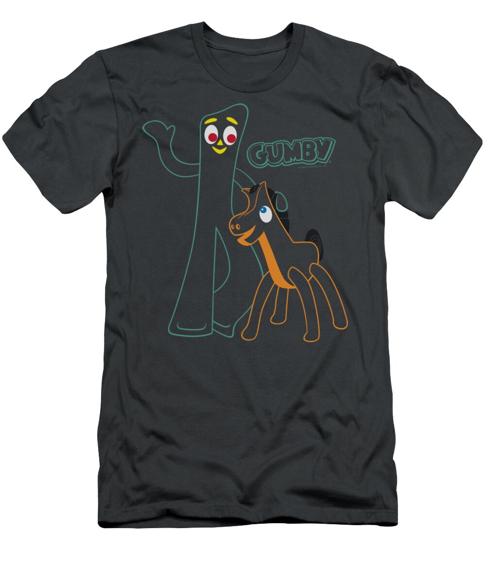 Gumby T-Shirt featuring the digital art Gumby - Outlines by Brand A