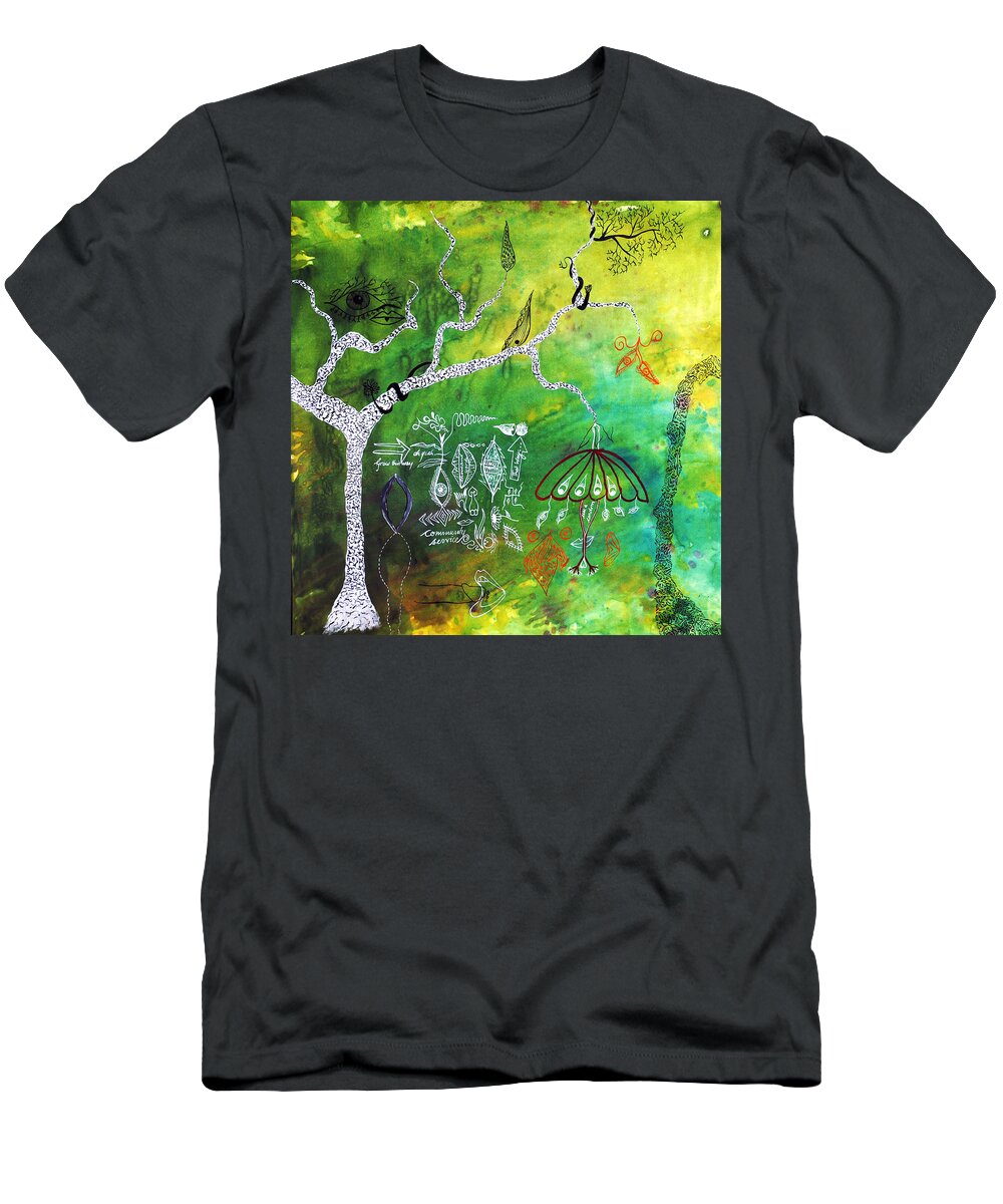 Tree T-Shirt featuring the painting Habitat by Sumit Mehndiratta
