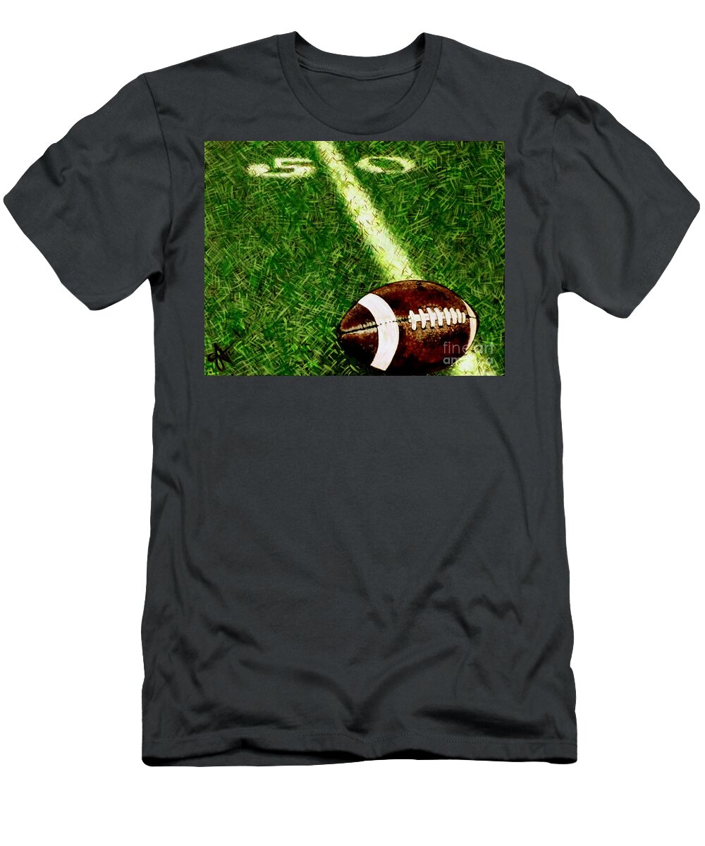 Football T-Shirt featuring the painting Halfway There by Jackie Carpenter