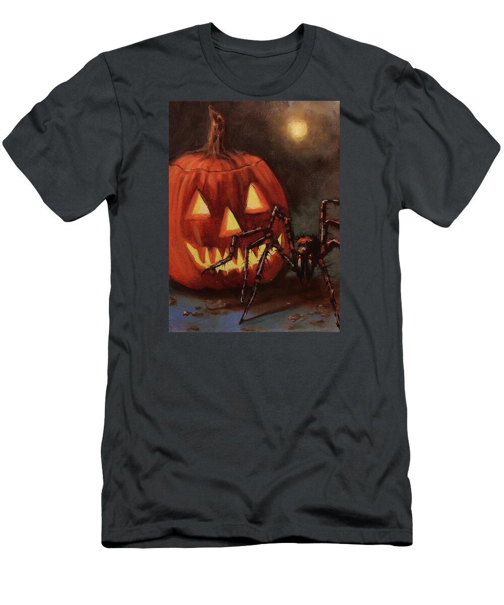 Halloween T-Shirt featuring the painting Halloween Spider by Tom Shropshire