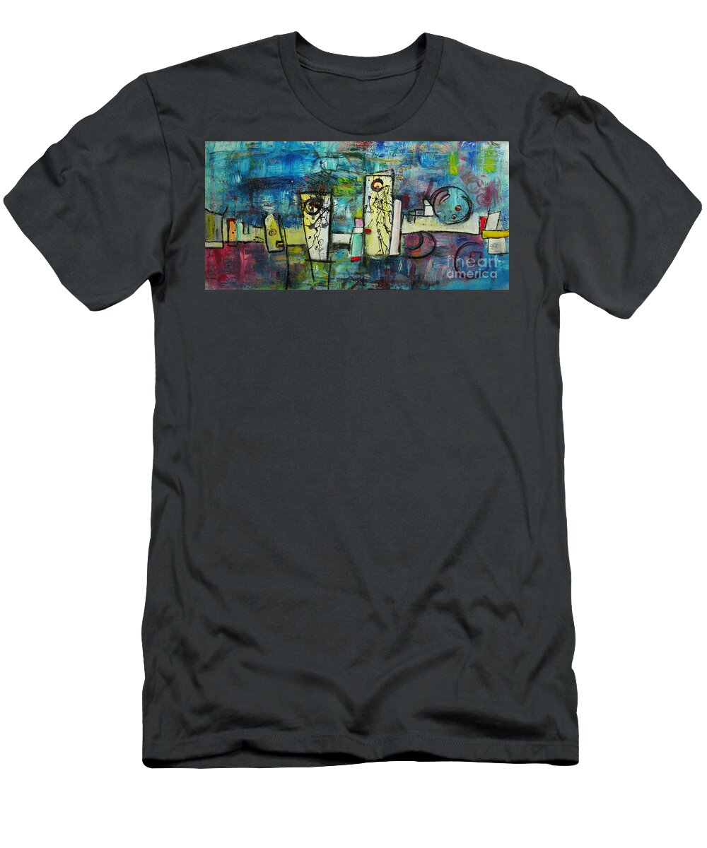 Abstract T-Shirt featuring the painting Happy Time by Jeff Barrett