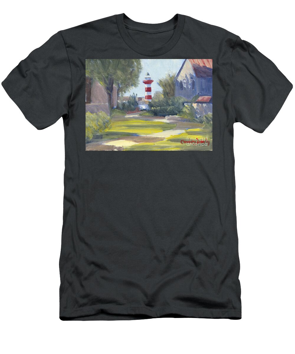 Best Known And Best Loved Landmark T-Shirt featuring the painting Harbour Town Lighthouse Path by Candace Lovely