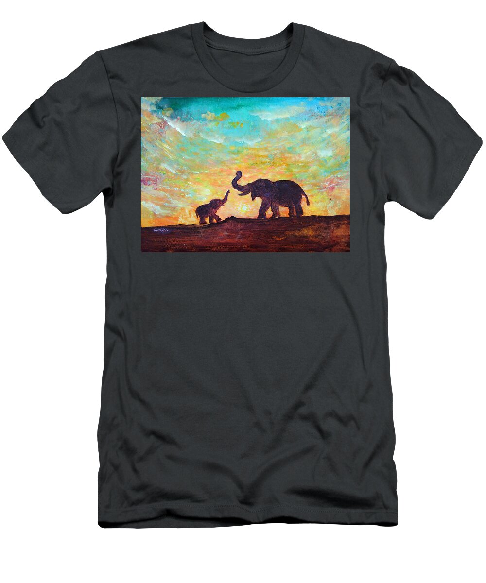 Elephants T-Shirt featuring the painting Have Courage by Ashleigh Dyan Bayer