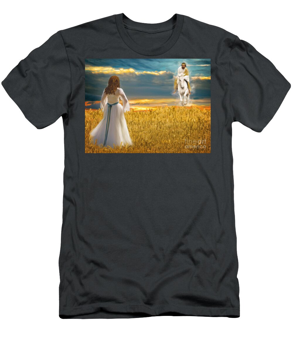 Prophetic Art T-Shirt featuring the painting He Is Coming by Constance Woods