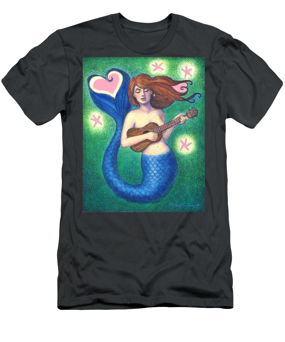Mermaid T-Shirt featuring the painting Heart Tail Mermaid by Sue Halstenberg