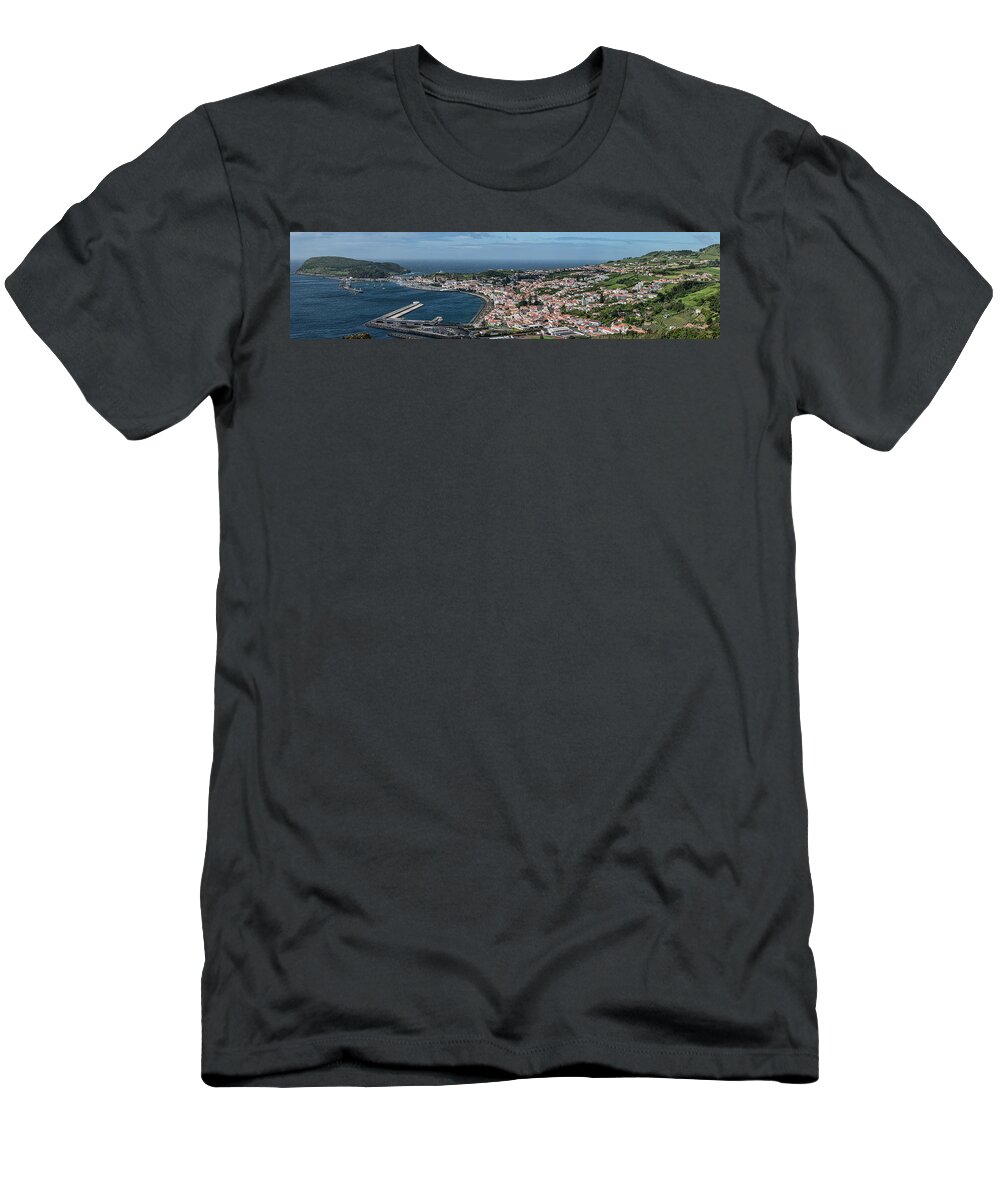 Photography T-Shirt featuring the photograph High Angle View Of Cityscape On Coast by Panoramic Images