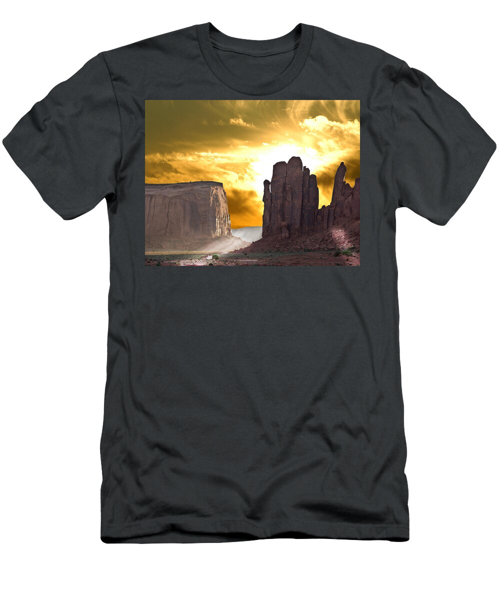 Monument Valley T-Shirt featuring the photograph HIs Hand from the ground up by Randall Branham