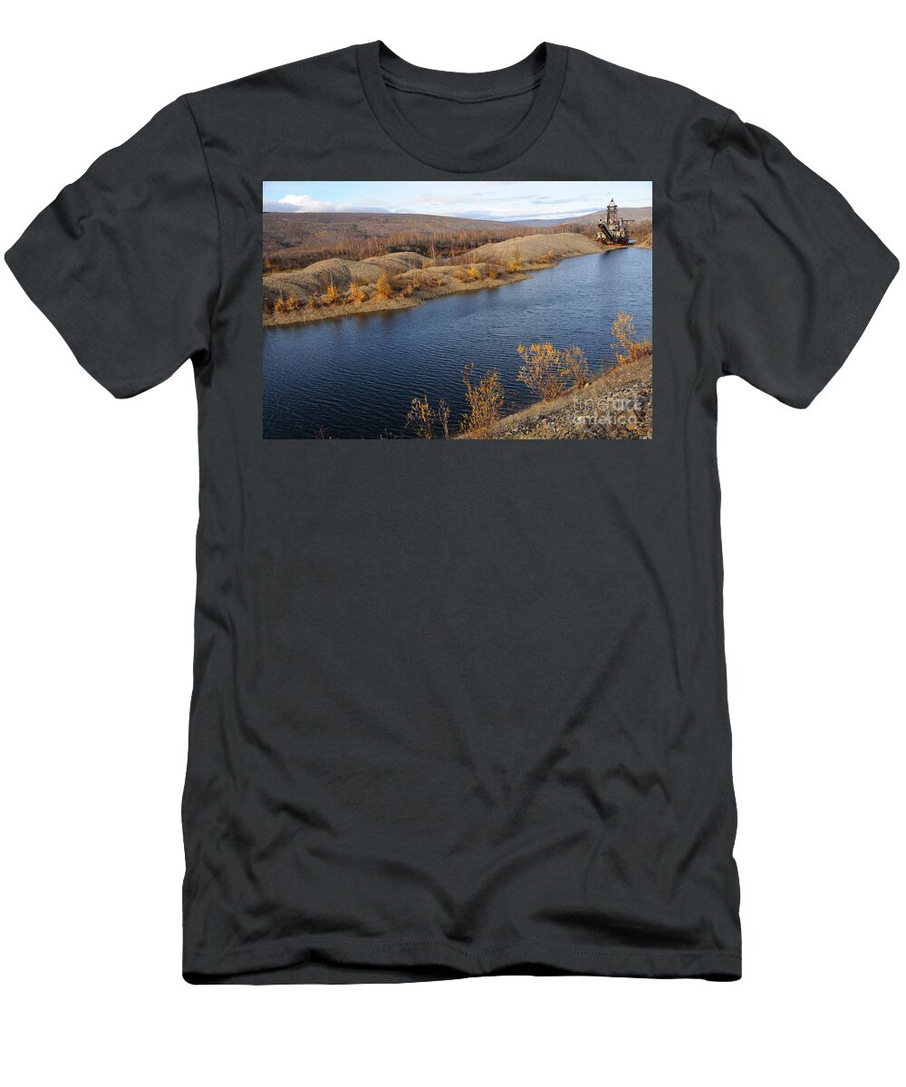 Alaska T-Shirt featuring the photograph Historic Alaska Gold Dredge in Fall by Gary Whitton