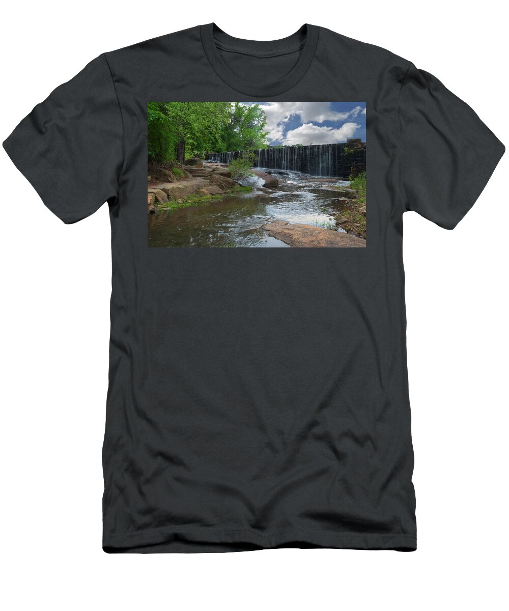 Wright T-Shirt featuring the photograph Historic Yates Mill Dam - Raleigh N C by Paulette B Wright