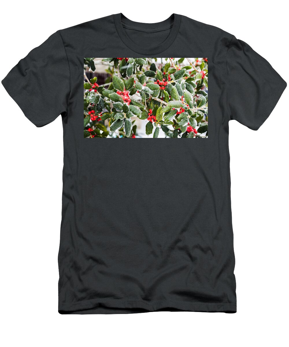 Holly T-Shirt featuring the photograph Holly in Ice by Paula OMalley