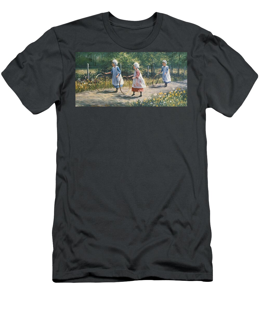 H T-Shirt featuring the painting Hooping it up by Laurie Snow Hein