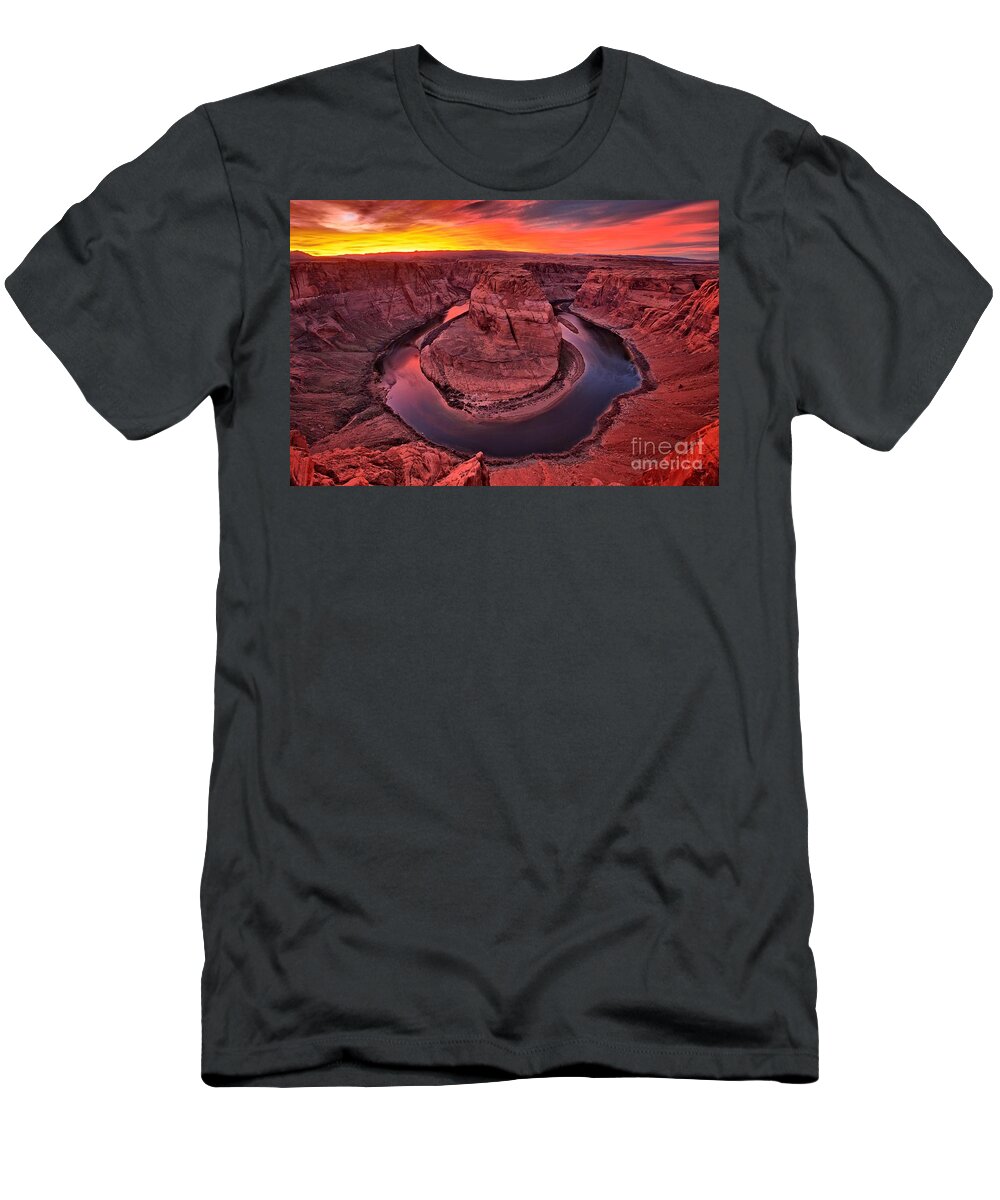 Horseshoe Bend T-Shirt featuring the photograph Horseshoe Bend Sunset by Adam Jewell