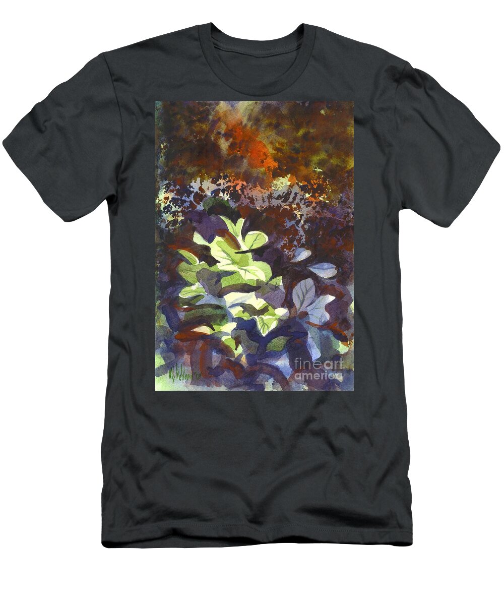 Hostas In The Forest T-Shirt featuring the painting Hostas in the Forest by Kip DeVore