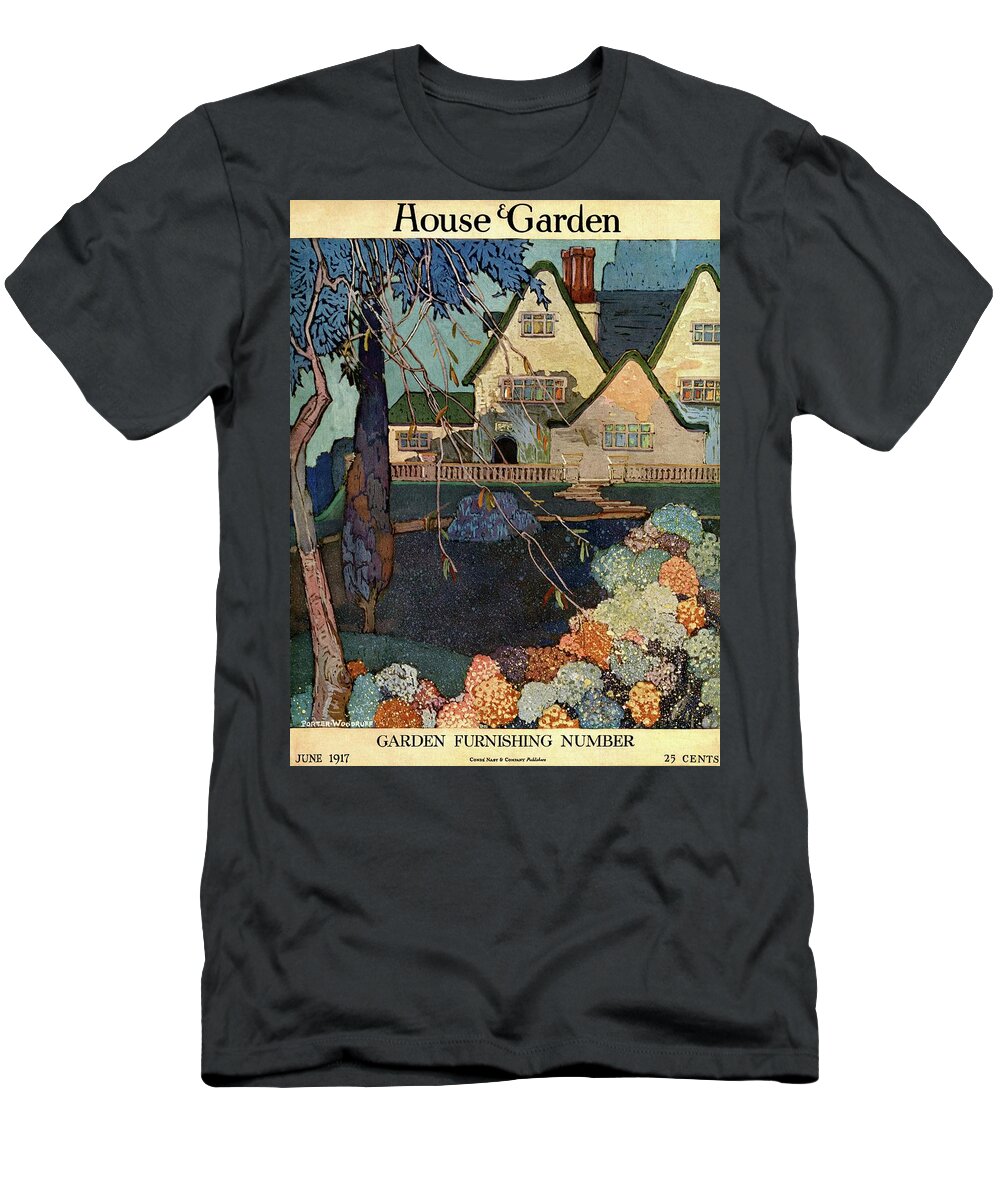 Illustration T-Shirt featuring the photograph House And Garden Garden Furnishing Number Cover by Porter Woodruff