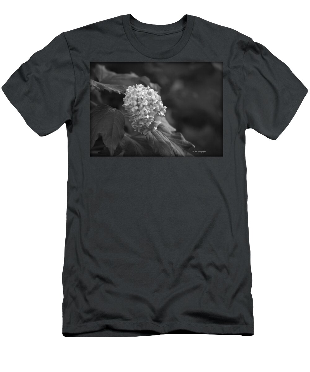 Hydrangea T-Shirt featuring the photograph Hydrangea Glory In Black and White by Jeanette C Landstrom