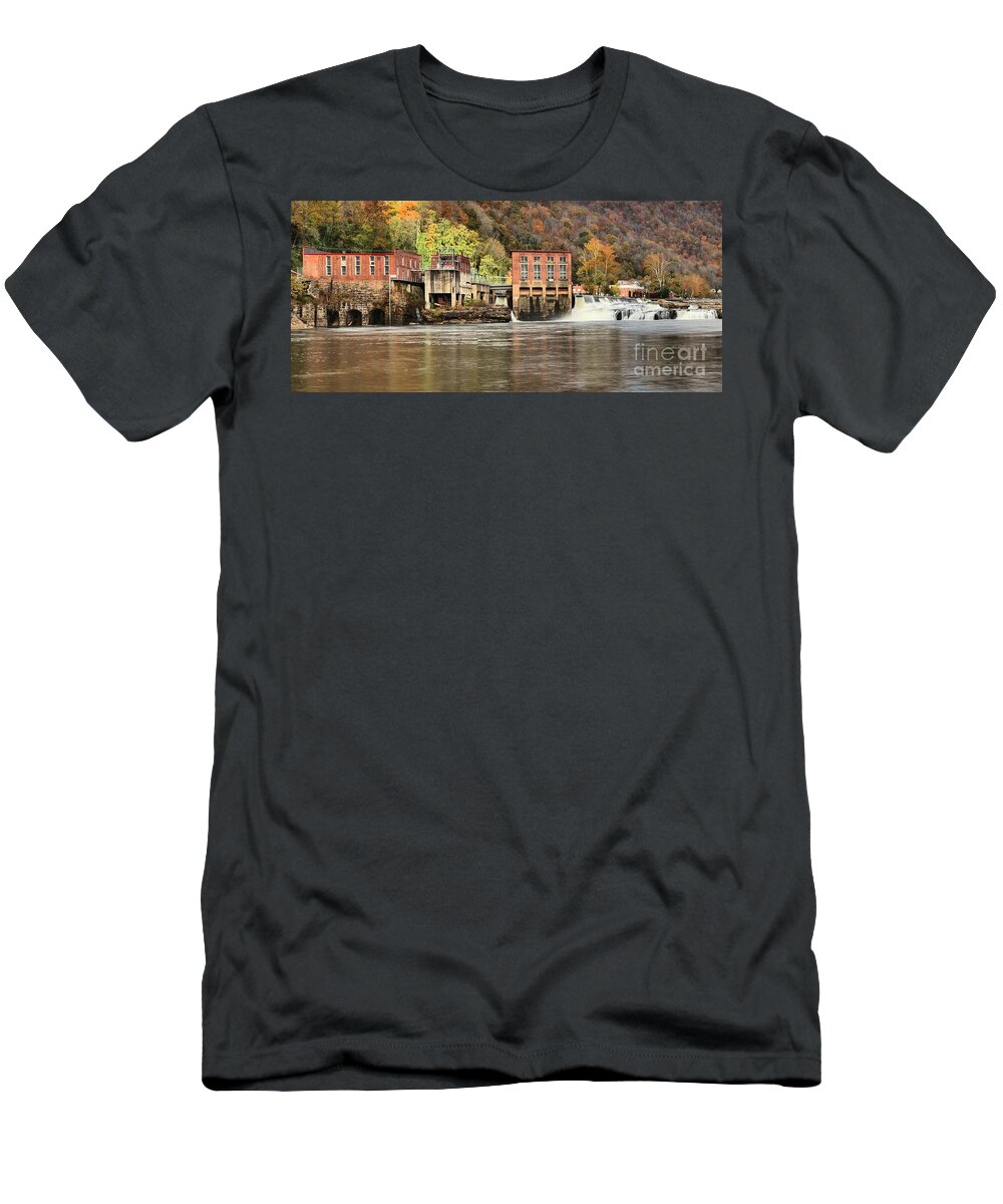 Gauley Bridge T-Shirt featuring the photograph Glen Ferris Hydroelectric Plant by Adam Jewell