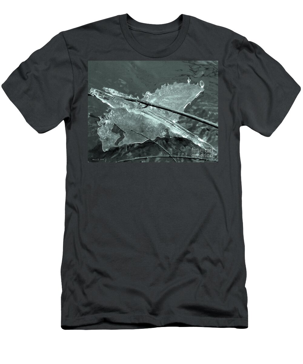Ice T-Shirt featuring the photograph Ice-bird on the river by Nina Silver