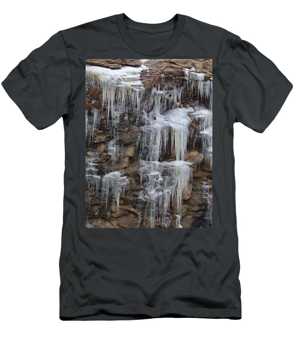 Icicle T-Shirt featuring the photograph Icicle Cliffs by Shane Bechler
