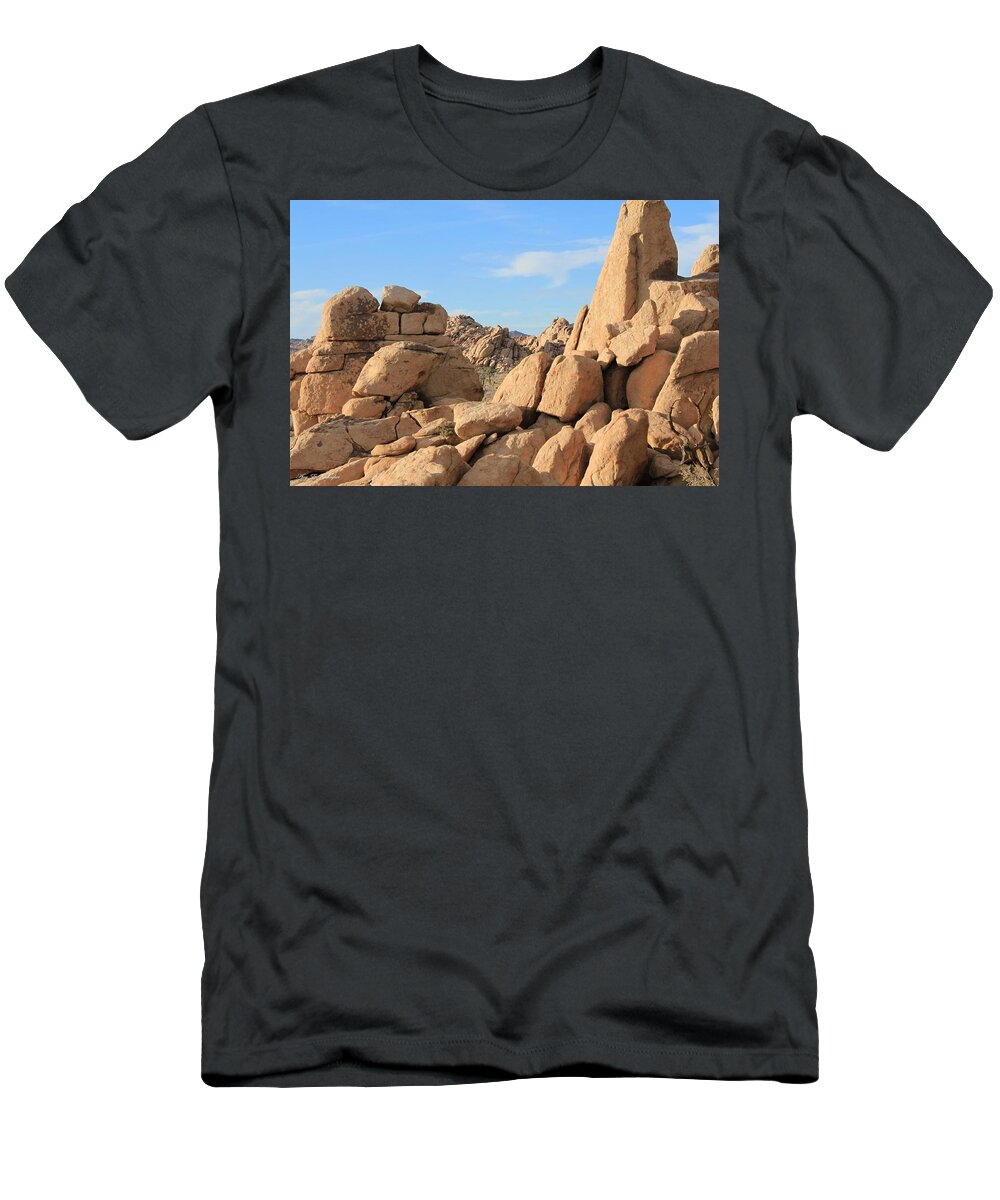Joshua Tree National Park T-Shirt featuring the photograph In Between The Rocks by Amy Gallagher