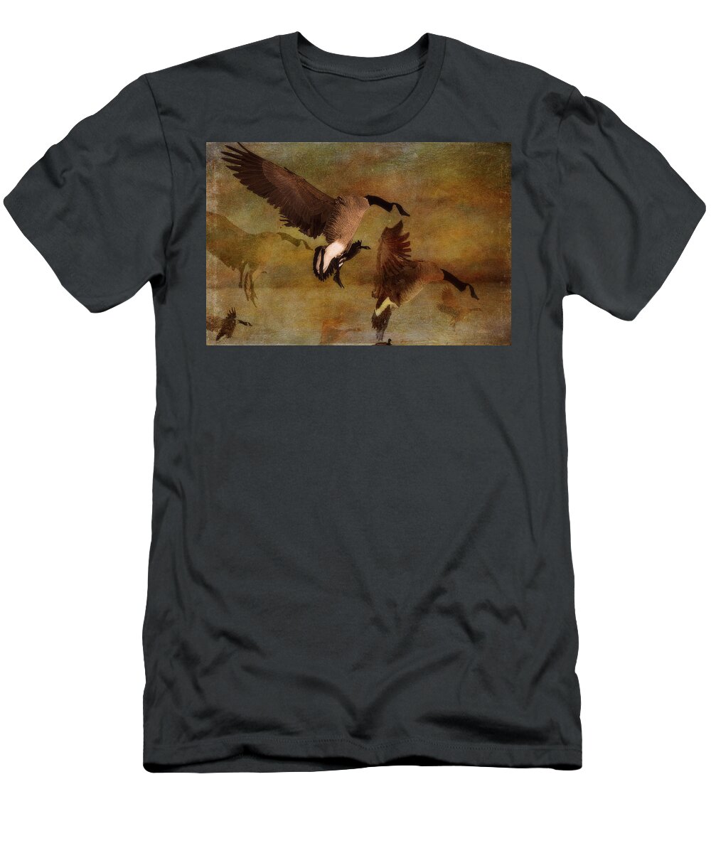 Goose T-Shirt featuring the photograph In For the Night - Mixed Media by Kathy Bassett