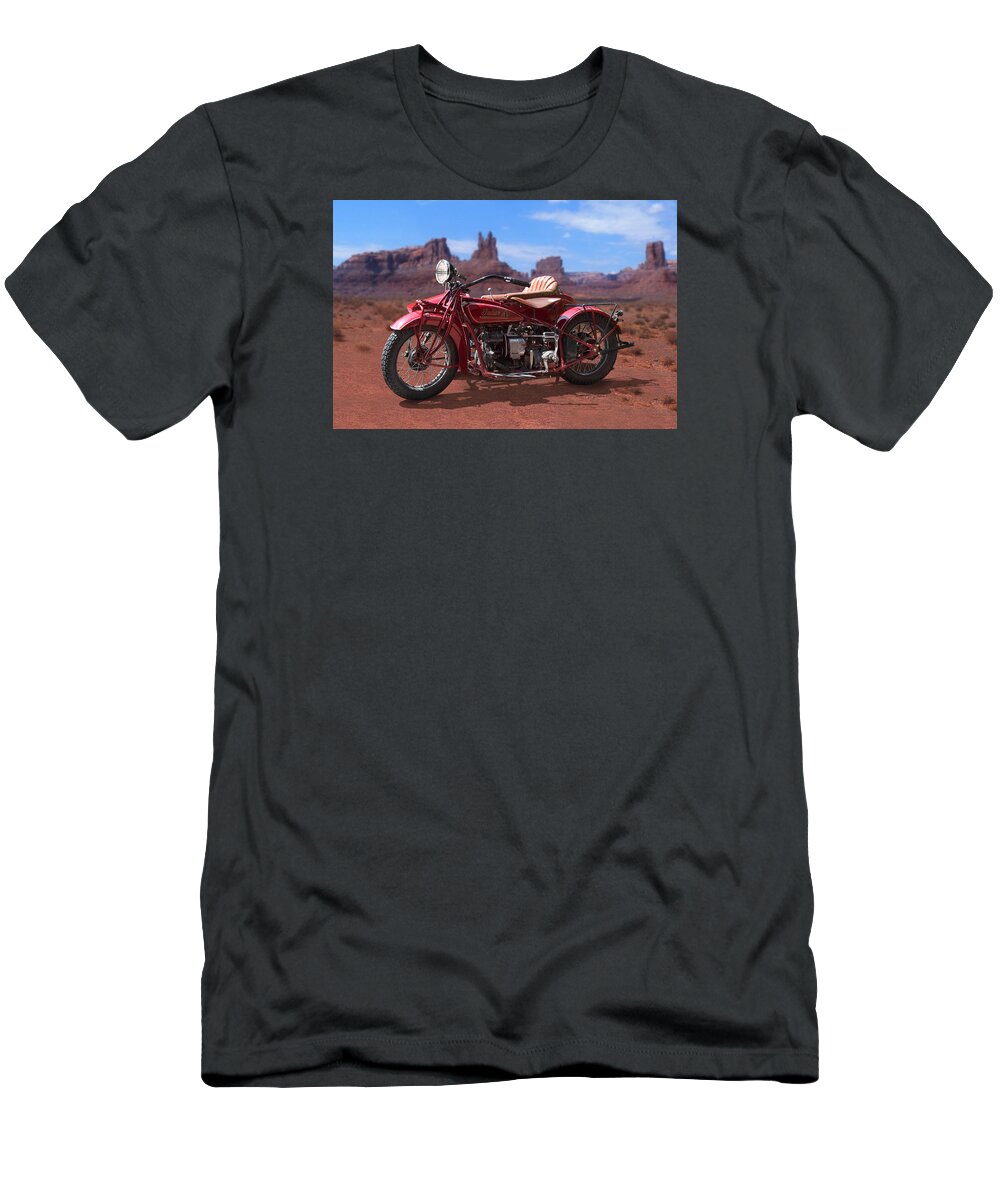Indian Motorcycle T-Shirt featuring the photograph Indian 4 Sidecar 2 by Mike McGlothlen