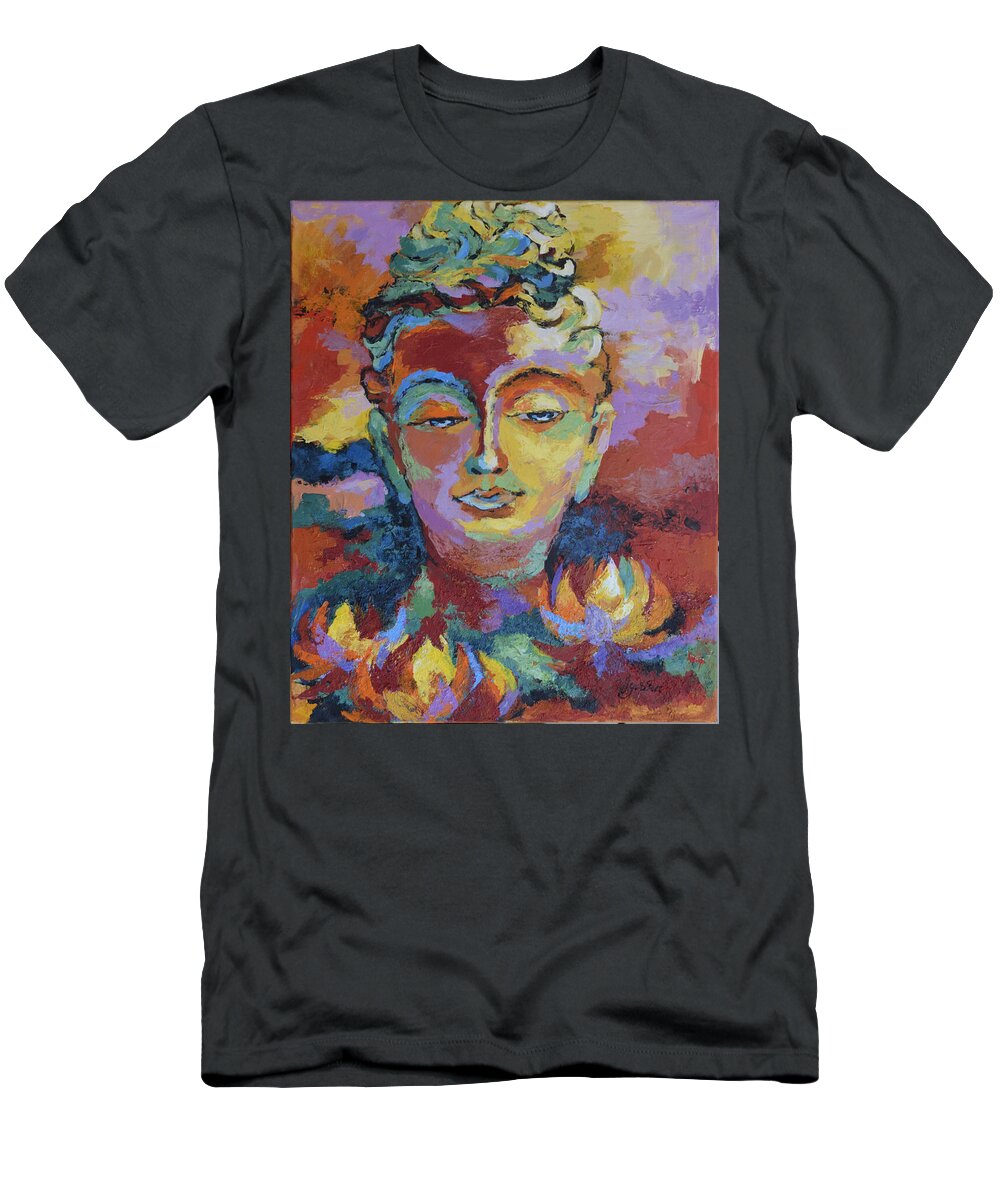 Buddha T-Shirt featuring the painting Introspection by Jyotika Shroff