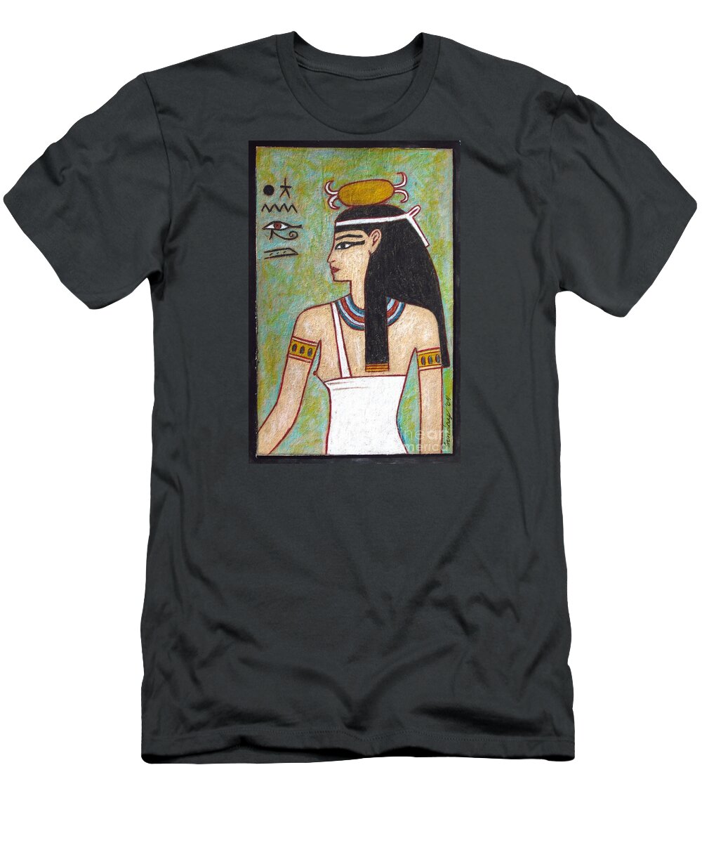 Egyptian Art T-Shirt featuring the drawing Isis by Joseph Sonday