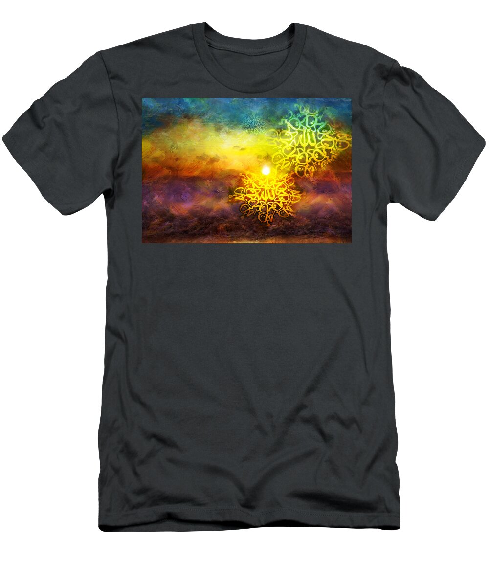 Caligraphy T-Shirt featuring the painting Islamic Calligraphy 020 by Catf