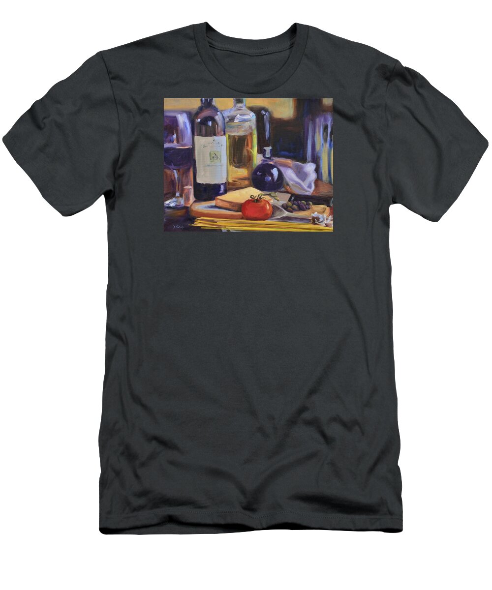 Italy T-Shirt featuring the painting Italian Kitchen by Donna Tuten