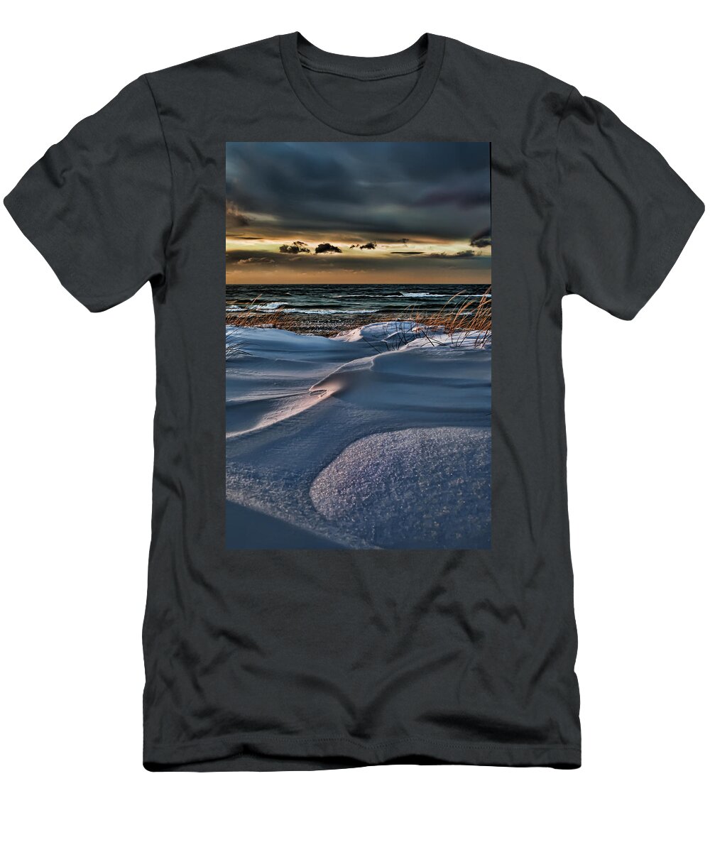 Evie T-Shirt featuring the photograph January Saugatuck Blues Michigan by Evie Carrier