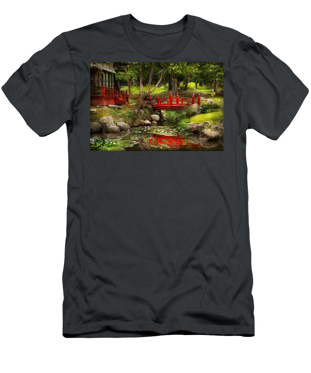 Teahouse T-Shirt featuring the photograph Japanese Garden - Meditation by Mike Savad