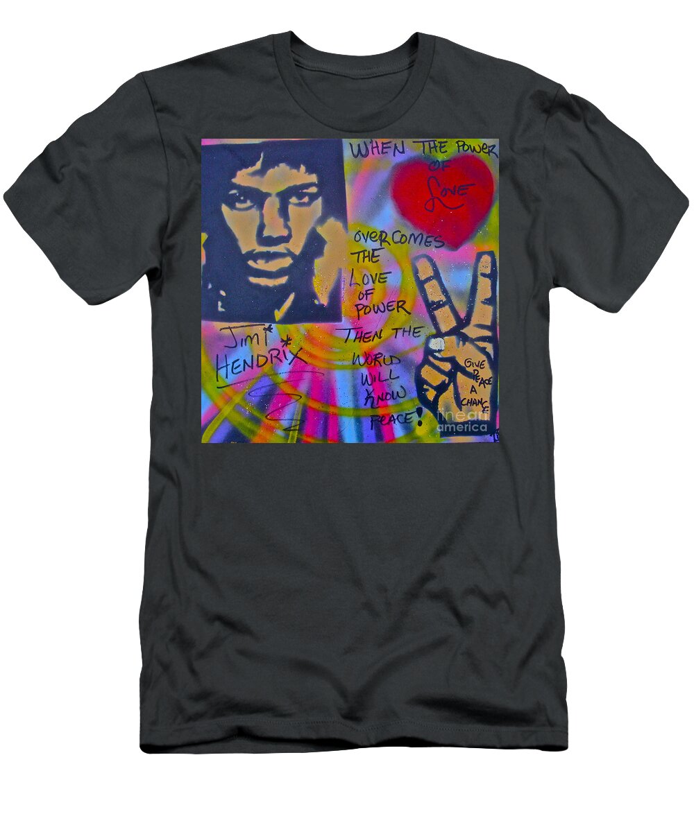 Jimi Hendrix T-Shirt featuring the painting Jimi Power by Tony B Conscious