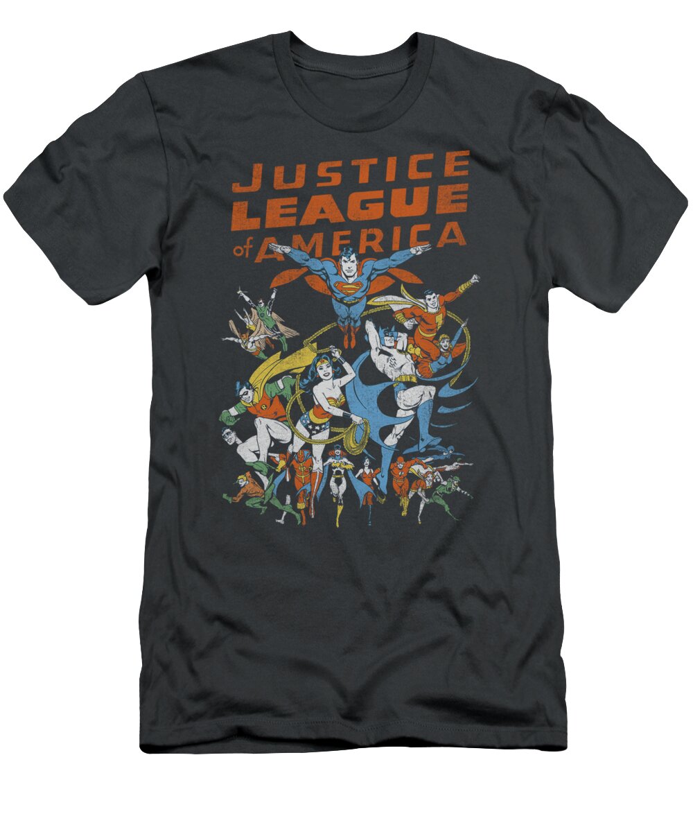 Justice League Of America T-Shirt featuring the digital art Jla - Big Group by Brand A
