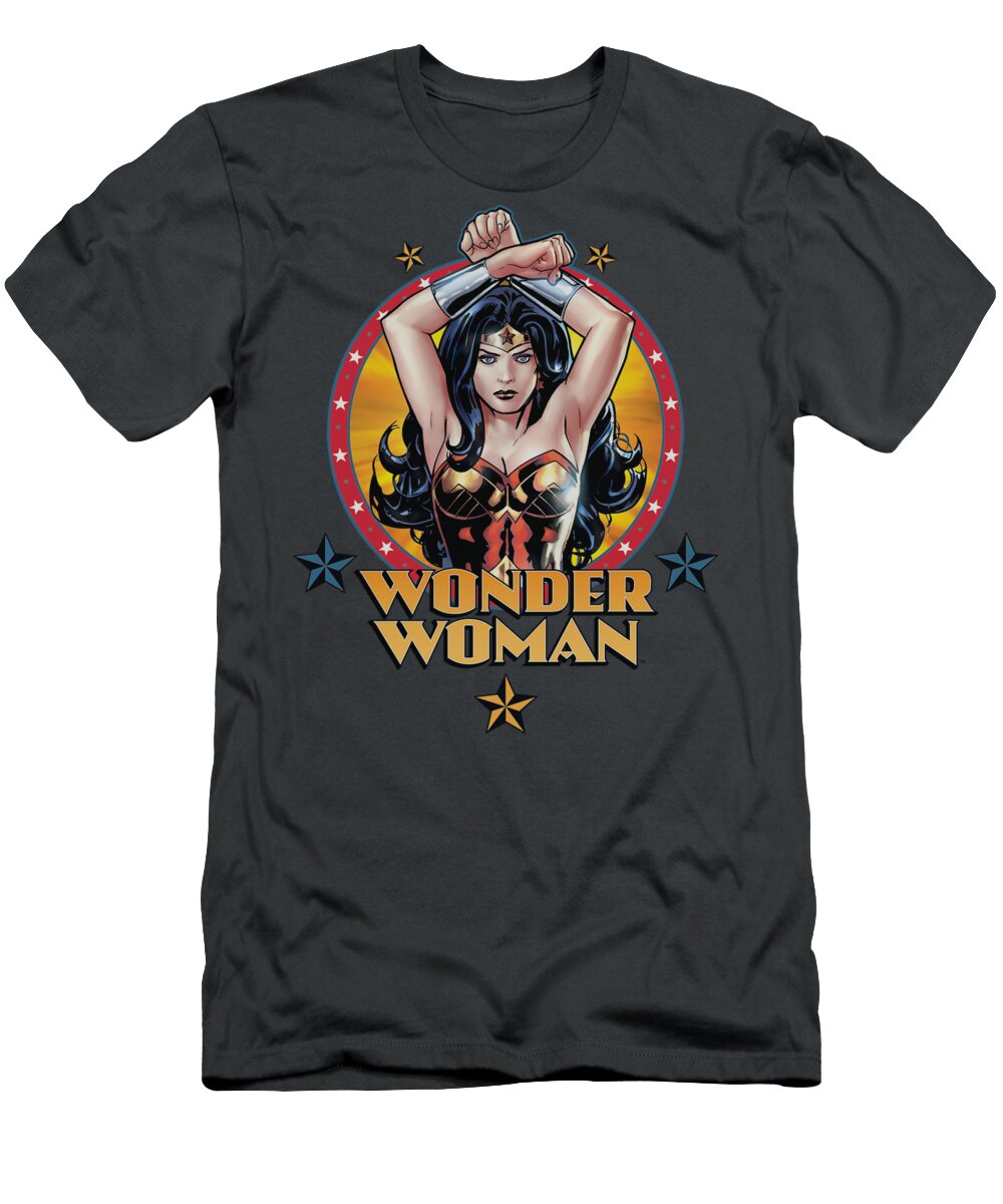 Justice League Of America T-Shirt featuring the digital art Jla - Powerful Woman by Brand A