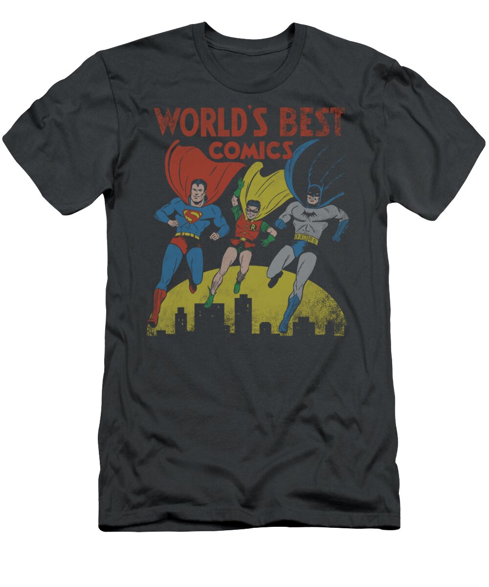 Justice League Of America T-Shirt featuring the digital art Jla - World's Best by Brand A