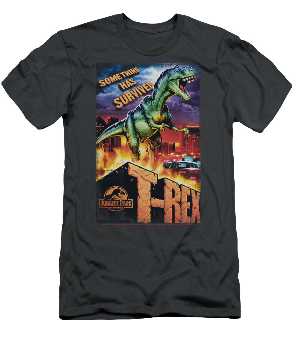 Jurassic Park T-Shirt featuring the digital art Jurassic Park - Rex In The City by Brand A