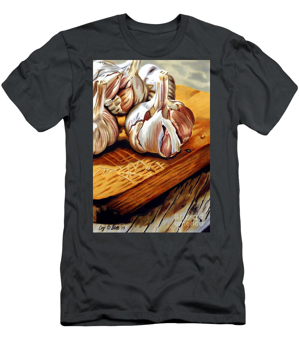 Garlic T-Shirt featuring the drawing Just Garlic by Cory Still