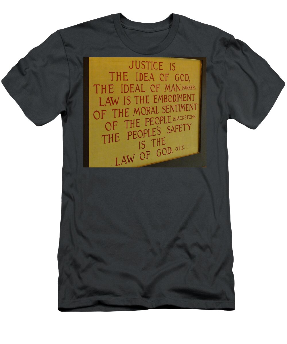 Justice T-Shirt featuring the photograph Justice and Law by Norma Brock