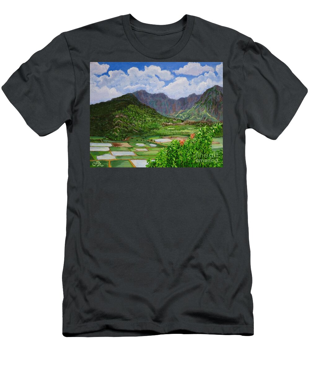 Kauai Painting T-Shirt featuring the painting Kauai Taro Fields by Chad Berglund